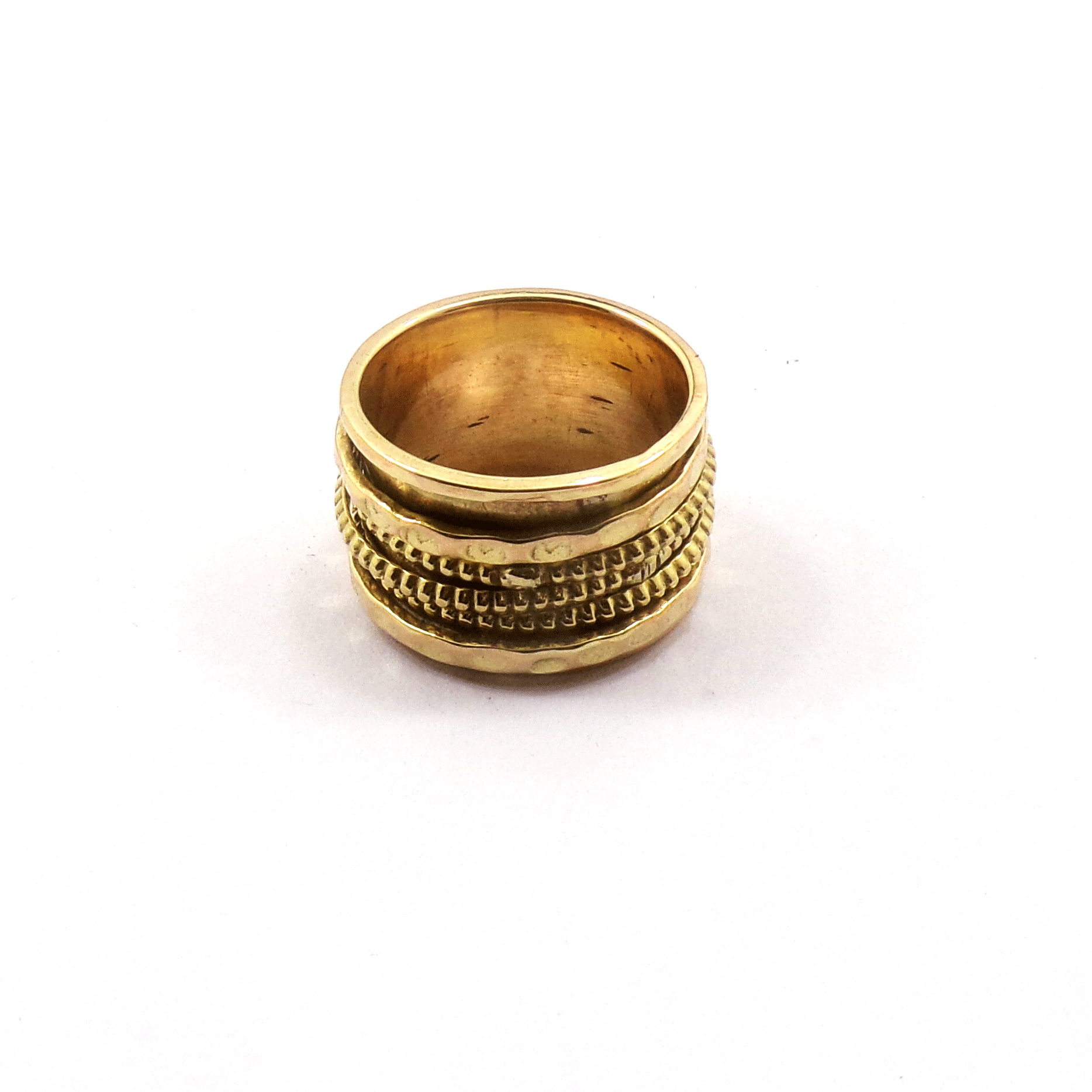 Ring Size - 9 Brass Spinner Ring G - BSPR997 18K Gold Plated Brass Fidget Rings Chunky Wide Band & Wire Spinner Ring